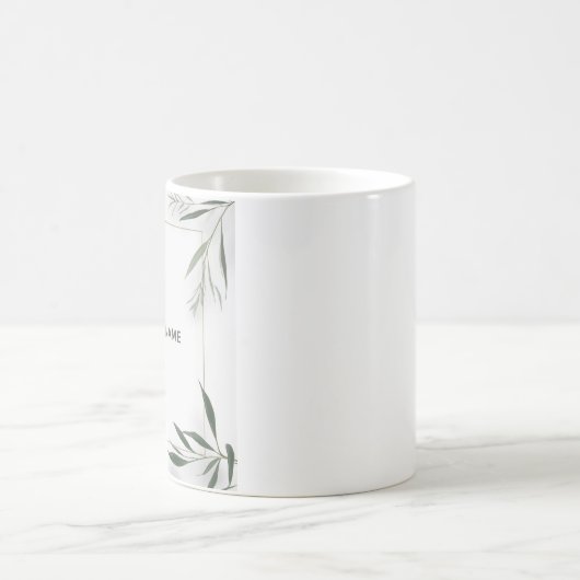 Minimal Botanical Frame Custom Name Mug Kaffeetasse (Mittel)
