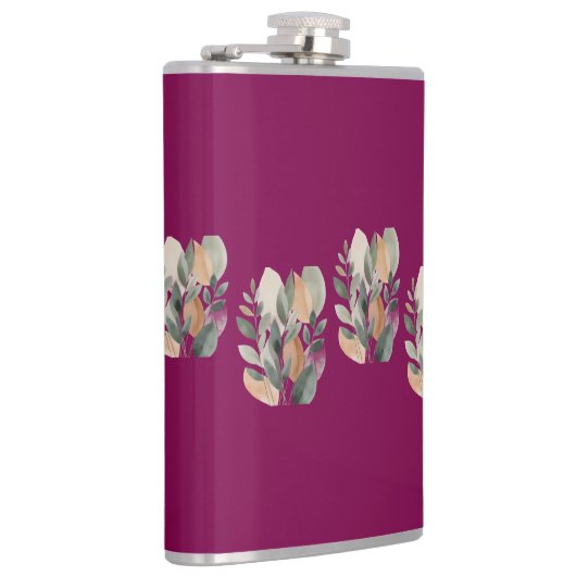 Minimal Botanical Leaf Pattern Flachmann (Rechts)