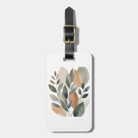 Minimal Botanical Leaf Pattern Gepäckanhänger (Vorderseite vertikal)