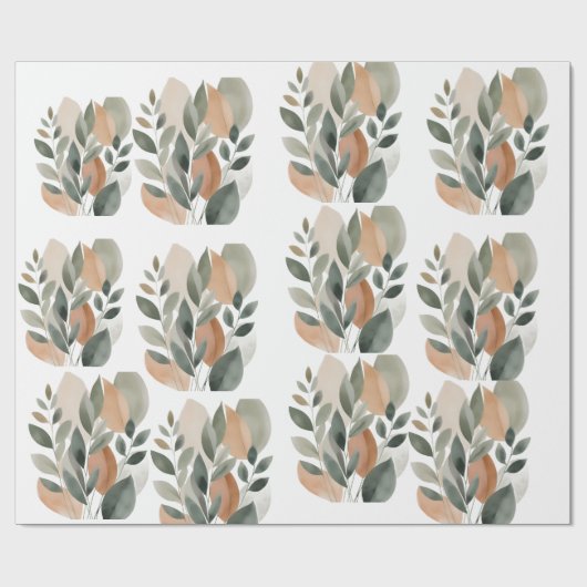 Minimal Botanical Leaf Pattern Geschenkpapier (Flach)