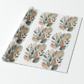 Minimal Botanical Leaf Pattern Geschenkpapier (Ungerollt)