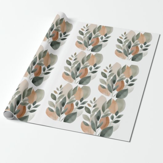 Minimal Botanical Leaf Pattern Geschenkpapier (Ungerollt)