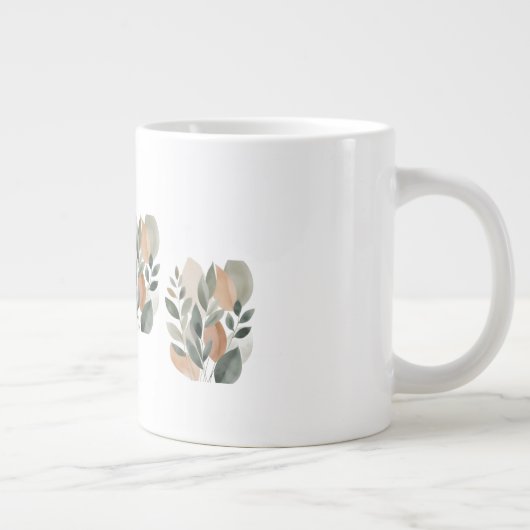 Minimal Botanical Leaf Pattern  Jumbo-Tasse (Rechts)