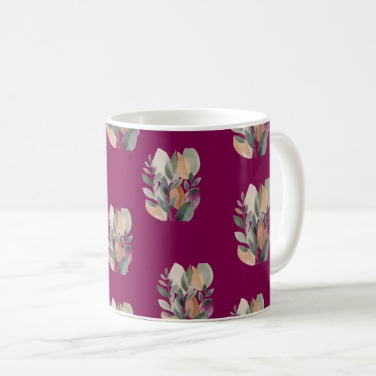 Minimal Botanical Leaf Pattern Kaffeetasse (VorderseiteRechts)
