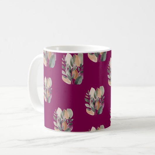 Minimal Botanical Leaf Pattern  Kaffeetasse (Vorderseite Links)