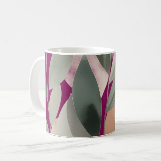Minimal Botanical Leaf Pattern Kaffeetasse (Vorderseite Links)