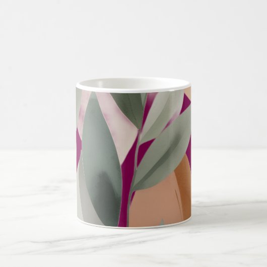 Minimal Botanical Leaf Pattern Kaffeetasse (Mittel)