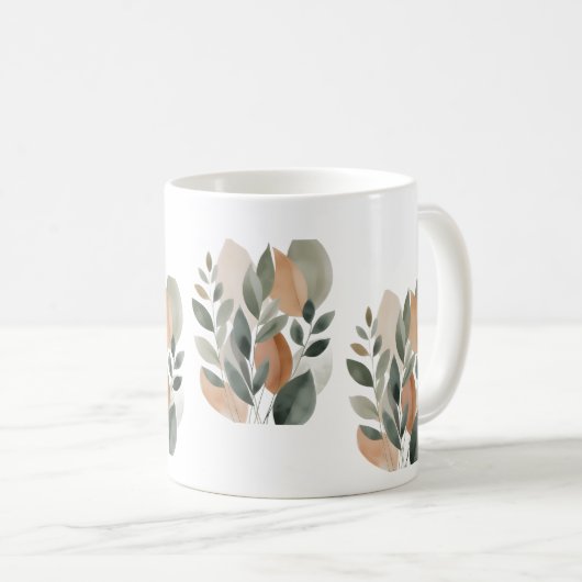 Minimal Botanical Leaf Pattern Kaffeetasse (VorderseiteRechts)