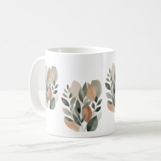 Minimal Botanical Leaf Pattern Kaffeetasse (Vorderseite Links)