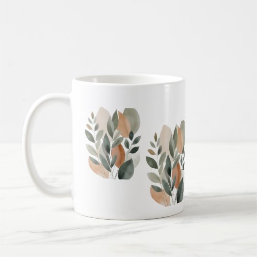 Minimal Botanical Leaf Pattern Kaffeetasse (Links)