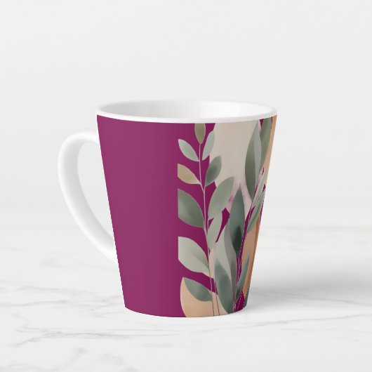 Minimal Botanical Leaf Pattern Milchtasse (Linke Ecke)