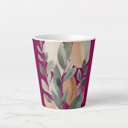 Minimal Botanical Leaf Pattern Milchtasse (Vorderseite)