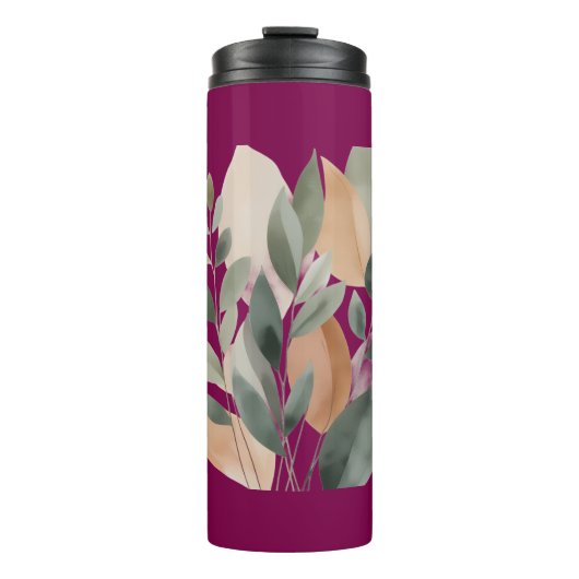 Minimal Botanical Leaf Pattern Thermosbecher (Vorderseite)