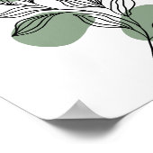 Minimal Botanical Line Art Leaves with Sage Green Poster (Ecke)
