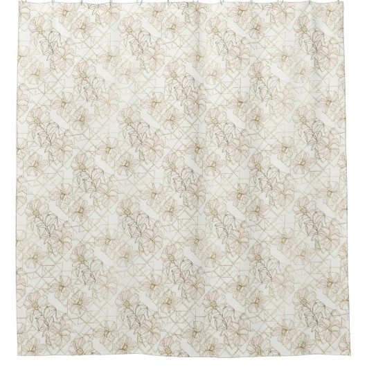 Minimal Botanical Line Art Pattern (1) Duschvorhang (Vorderseite)