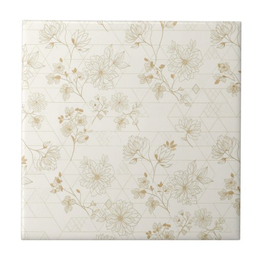 Minimal Botanical Line Art Pattern (1) Fliese (Vorderseite)