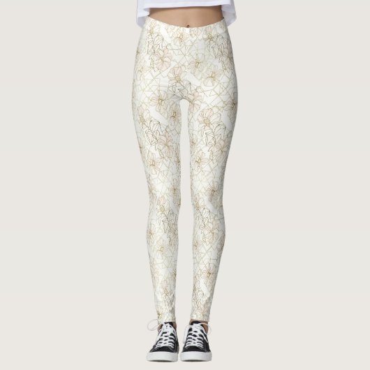 Minimal Botanical Line Art Pattern (1) Leggings (Vorderseite)