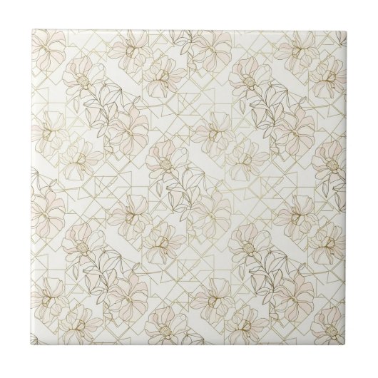 Minimal Botanical Line Art Pattern (2) Fliese (Vorderseite)