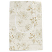 Minimal Botanical Line Art Pattern (2) Mittlere Geschenktüte (Vorderseite)