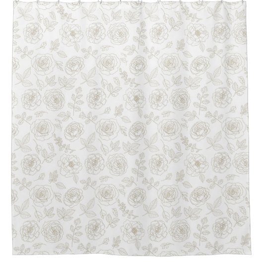 Minimal Botanical Line Art Pattern (4) Duschvorhang (Vorderseite)