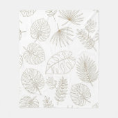 Minimal Botanical Line Art Pattern (4) Fleecedecke (Vorderseite)