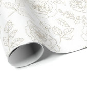 Minimal Botanical Line Art Pattern (4) Geschenkpapier (Rolleneckpunkt)