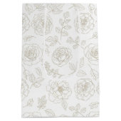 Minimal Botanical Line Art Pattern (4) Mittlere Geschenktüte (Rückseite)