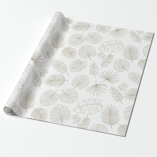 Minimal Botanical Line Art Pattern (5) Geschenkpapier (Ungerollt)