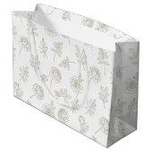 Minimal Botanical Line Art Pattern (8) Große Geschenktüte (Rückseite Schrägansicht)
