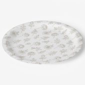 Minimal Botanical Line Art Pattern (8) Pappteller (Schrägansicht)