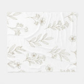 Minimal Botanical Line Art Pattern (9) Fleecedecke (Vorderseite (Horizontal))