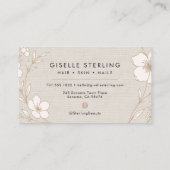 Minimal Botanical Linen Name Typography Visitenkarte (Rückseite)