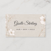 Minimal Botanical Linen Name Typography Visitenkarte (Vorderseite)