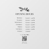 Minimal Botanical Logo Opening Hours QR Code Fensteraufkleber (Blatt)