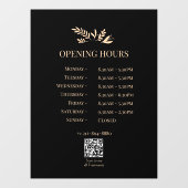 Minimal Botanical Logo Opening Hours QR Code Fensteraufkleber (Blatt)