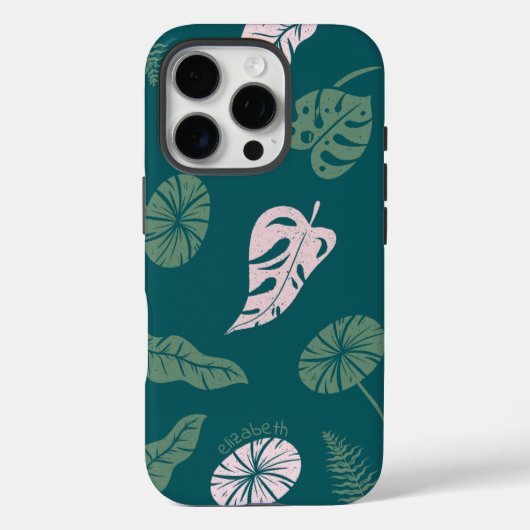 Minimal Botanical Pastel Green Custom Name Phone Case-Mate iPhone Hülle (Rückseite)