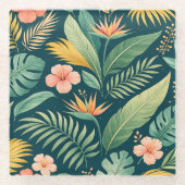 Minimal Botanical Pattern Glasuntersetzer (Vorderseite)