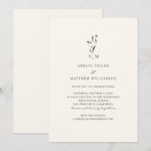Minimal Botanical Script Modern Elegant Wedding Einladung (Vorne/Hinten)