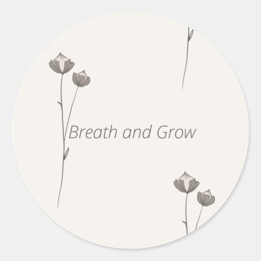 Minimal Botanical Sticker - Breathe and Grow (Vorderseite)