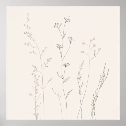 Minimal Botanical Wall Art – Soft Spring  Poster (Vorne)