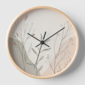 Minimal Botanical Wall Clock – Abstract Wildflower Uhr (Vorderseite)