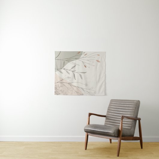 Minimal Botanical Wall Clock – Abstract Wildflower Wandteppich (Beispiel (Horizontal))