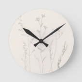 Minimal Botanical Wall Clock – Soft Spring Runde Wanduhr (Vorderseite)