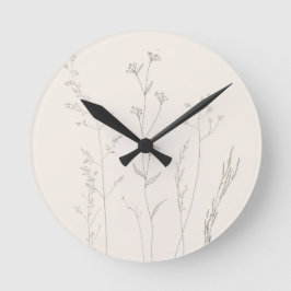 Minimal Botanical Wall Clock – Soft Spring  Runde Wanduhr