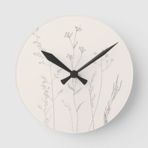 Minimal Botanical Wall Clock – Soft Spring  Runde Wanduhr