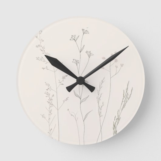 Minimal Botanical Wall Clock – Soft Spring  Runde Wanduhr (Vorderseite)