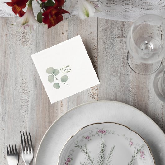 Minimal Botanical Wedding Drink Napkins Serviette