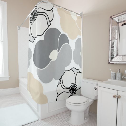 Minimal Botanicals, Neutral Beige & Ivory Pattern Duschvorhang (Beispiel)