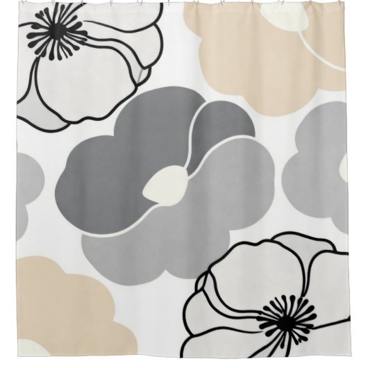 Minimal Botanicals, Neutral Beige & Ivory Pattern Duschvorhang (Vorderseite)