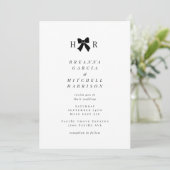 Minimal Bow Initials Wedding Einladung (Stehend Vorderseite)